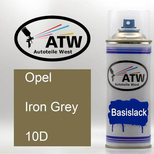 Opel, Iron Grey, 10D: 400ml Sprühdose, von ATW Autoteile West.